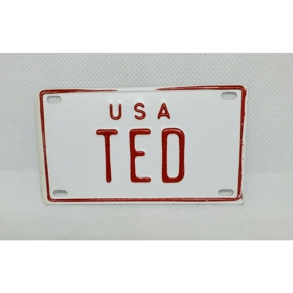 U.S.A Ted Personalized White Red Collectible Mini License Bicycle Bike Plate - Picture 2 of 12